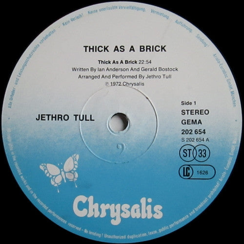 Jethro Tull : Thick As A Brick (LP, Album, RE)