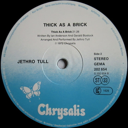 Jethro Tull : Thick As A Brick (LP, Album, RE)