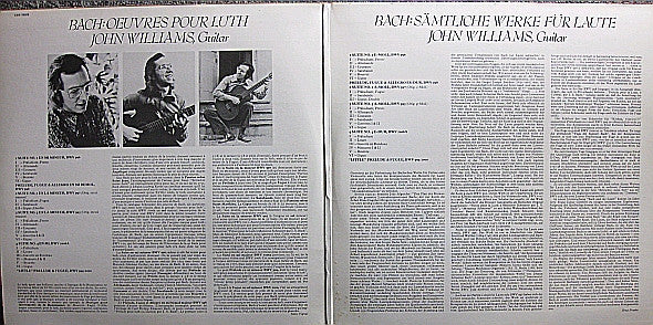 John Williams (7) Plays Bach* : Complete Lute Music = Oeuvres Pour Luth = Sämtliche Werke Für Laute (2xLP, Album)