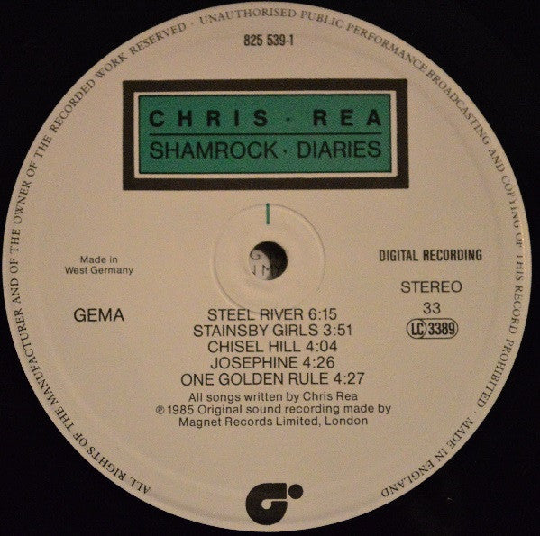 Chris Rea : Shamrock Diaries (LP, Album, Whi)