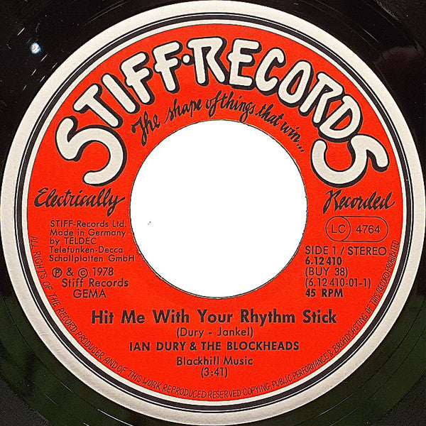 Ian Dury & The Blockheads* : Hit Me With Your Rhythm Stick (7", Single)