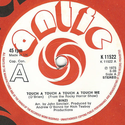 Binzi : Touch A Touch A Touch A Touch Me (7", Sol)