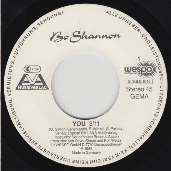 Bo Shannon : You  - It's Allright (7", Single)