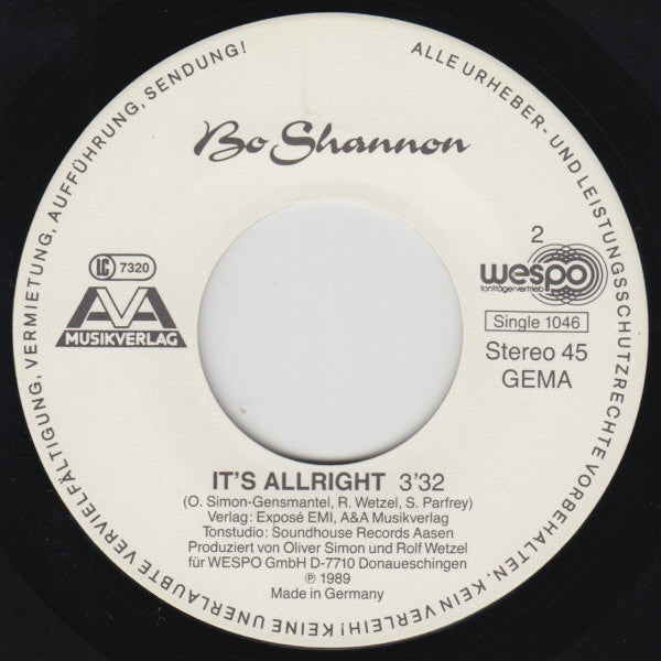 Bo Shannon : You  - It's Allright (7", Single)