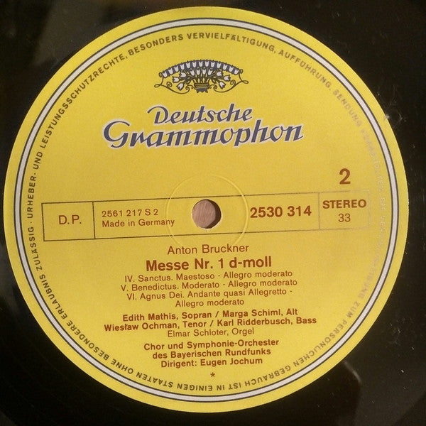 Anton Bruckner - Edith Mathis • Marga Schiml • Wiesław Ochman • Karl Ridderbusch, Chor Des Bayerischen Rundfunks Und Symphonie-Orchester Des Bayerischen Rundfunks, Eugen Jochum : Messe Nr.1 D-Moll (LP)