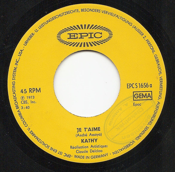 Kathy (2) : Je t'Aime / La Moto (7")