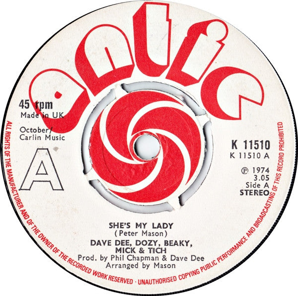 Dave Dee, Dozy, Beaky, Mick & Tich : She's My Lady (7")