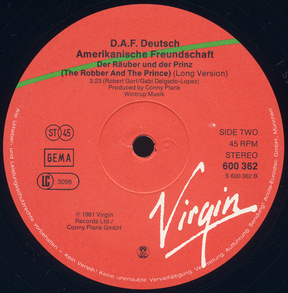 Deutsch Amerikanische Freundschaft : Der Mussolini / Der Räuber Und Der Prinz (12", Single)