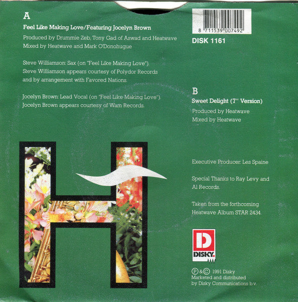 Heatwave Featuring Jocelyn Brown : Feel Like Making Love (7", Single)