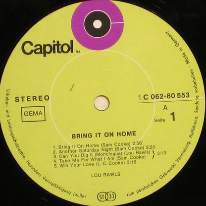 Lou Rawls : Bring It On Home (LP, Album)