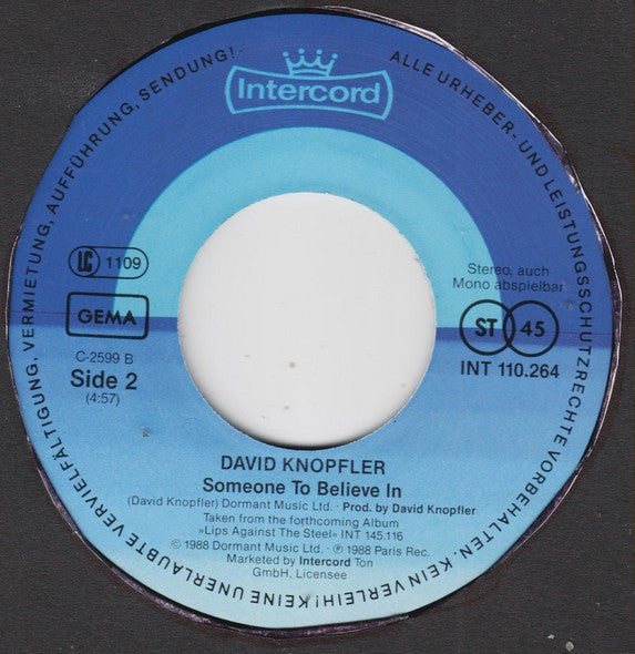 David Knopfler : To Feel That Way Again (7", Single)