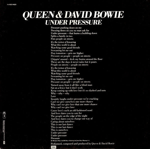 Queen & David Bowie : Under Pressure (12", Single)