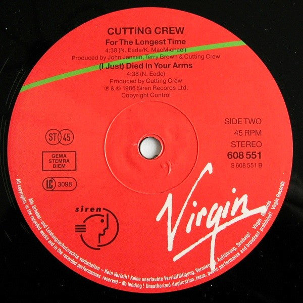 Cutting Crew : (I Just) Died In Your Arms (12", Single)