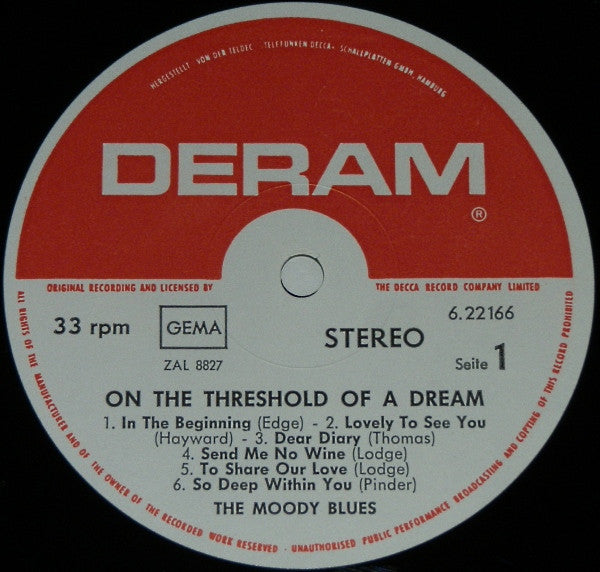 The Moody Blues : On The Threshold Of A Dream (LP, Album, RE)