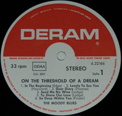 The Moody Blues : On The Threshold Of A Dream (LP, Album, RE)