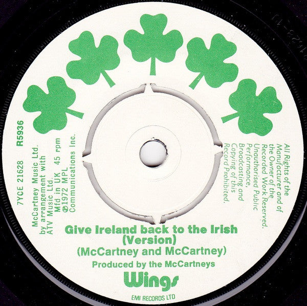 Wings (2) : Give Ireland Back To The Irish (7", Single, RP)