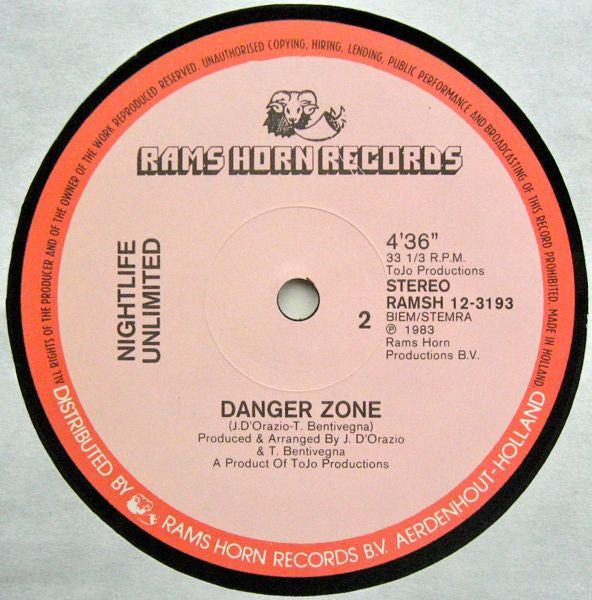 Nightlife Unlimited : Danger Zone (12", Single)