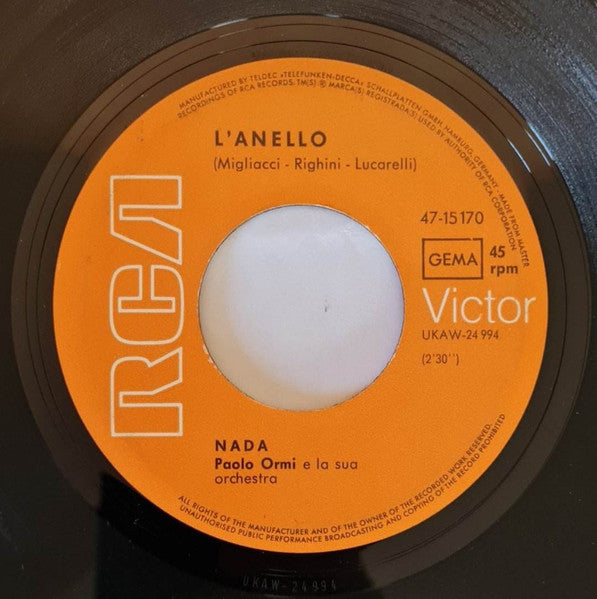 Nada (8) : L'Anello / Innamorata Di Te (7", Single)