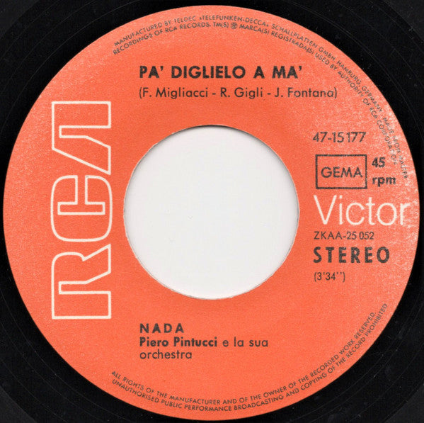 Nada (8) : Pa' Diglielo A Ma' / La Fotografia (7", Single)