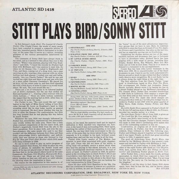 Sonny Stitt : Stitt Plays Bird (LP, Album, Pre)