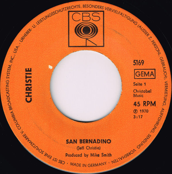 Christie : San Bernadino (7", Single)