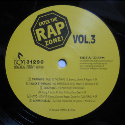 Various : Enter The Rap Zone! Vol. 3 (LP, Comp)