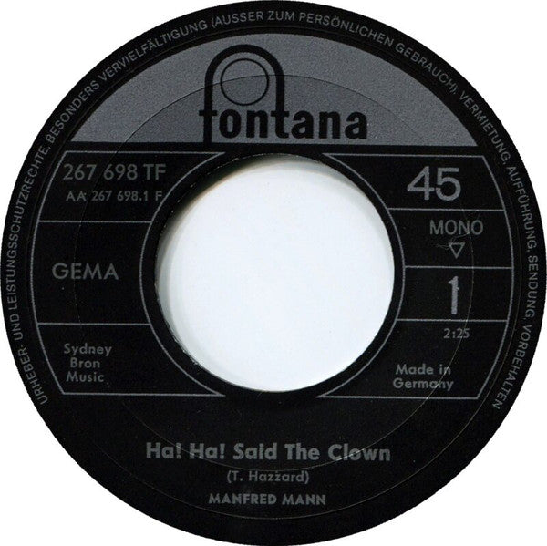 Manfred Mann : Ha! Ha! Said The Clown (7", Single, Mono)