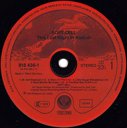 Soft Cell : This Last Night In Sodom (LP, Album)