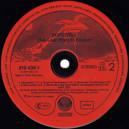 Soft Cell : This Last Night In Sodom (LP, Album)