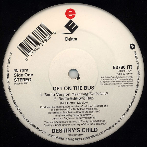 Destiny's Child Featuring Timbaland : Get On The Bus (12")