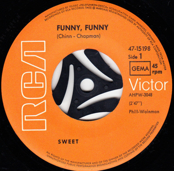 The Sweet : Funny, Funny (7", Single, Mono)