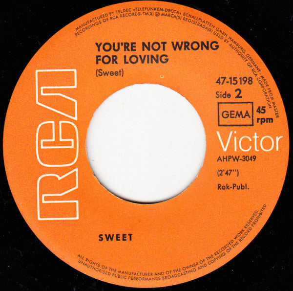 The Sweet : Funny, Funny (7", Single, Mono)