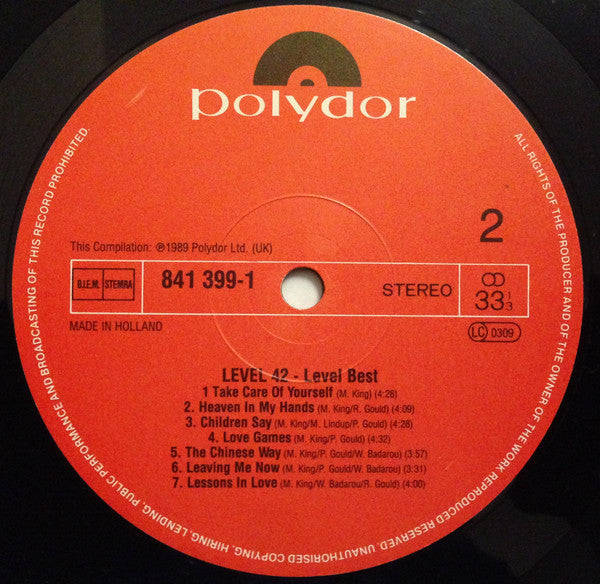 Level 42 : Level Best (A Collection Of Their Greatest Hits) (LP, Comp)