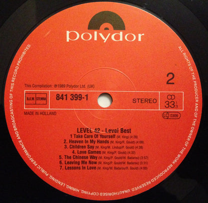 Level 42 : Level Best (A Collection Of Their Greatest Hits) (LP, Comp)