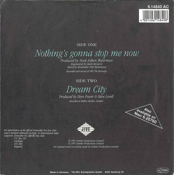Samantha Fox : Nothing's Gonna Stop Me Now (7", Single)