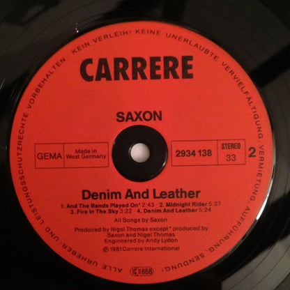 Saxon : Denim And Leather (LP, Album)