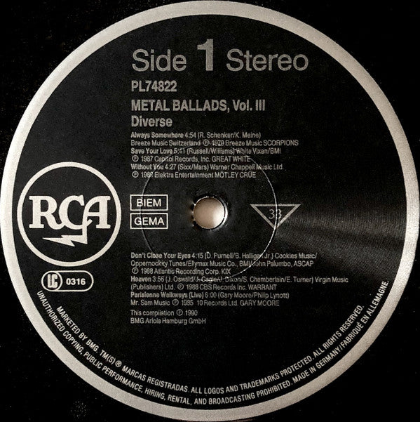 Various : Metal Ballads Vol. 3 (LP, Comp)