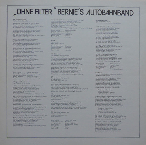 Bernie's Autobahnband* : Ohne Filter (LP, Album)