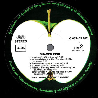 Lennon* & Plastic Ono Band* : Shaved Fish (LP, Comp, RE)