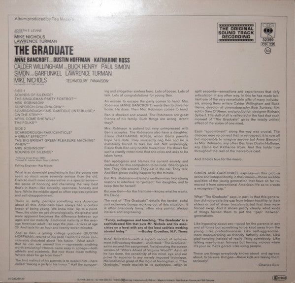Simon & Garfunkel, David Grusin* : The Graduate (Original Soundtrack Recording) (LP, Album, RE)