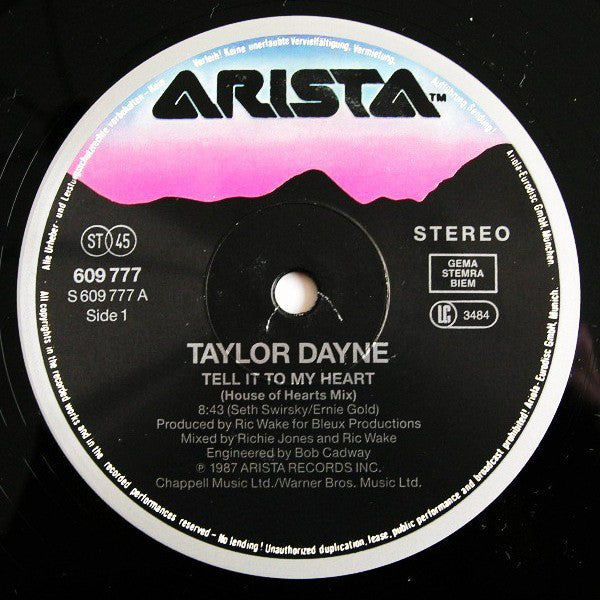 Taylor Dayne : Tell It To My Heart (House Of Hearts-Remix) (12", Maxi)