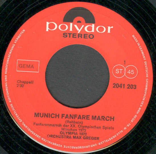 Orchestra Max Greger* : Munich Fanfare March / Sapporo March (7", Single)