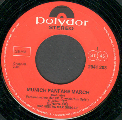 Orchestra Max Greger* : Munich Fanfare March / Sapporo March (7", Single)