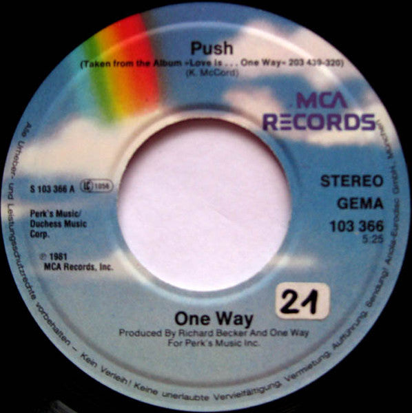 One Way Featuring  Al Hudson : Push / All Over Again (7", Single)