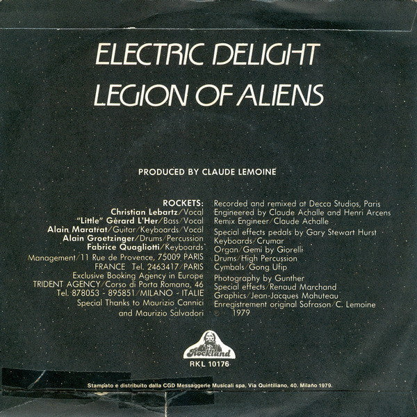 Rockets : Electric Delight (7", Single)