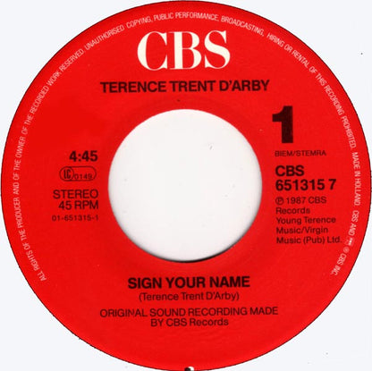 Terence Trent D'Arby : Sign Your Name (7", Single)