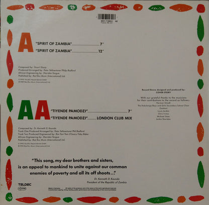 Oliver Cheatham / President Kenneth Kaunda* : Spirit Of Zambia / Tiyende Pamodzi (12")