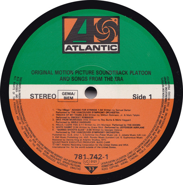 Various : Platoon (Original Motion Picture Soundtrack And Songs From The Era) (LP, Comp, RE)