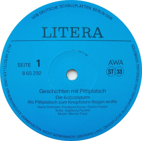 Pittiplatsch, Schnatterinchen, Moppi (2) : Der Koboldsturm Und Andere Geschichten Mit Pittiplatsch, Schnatterinchen Und Moppi (LP)