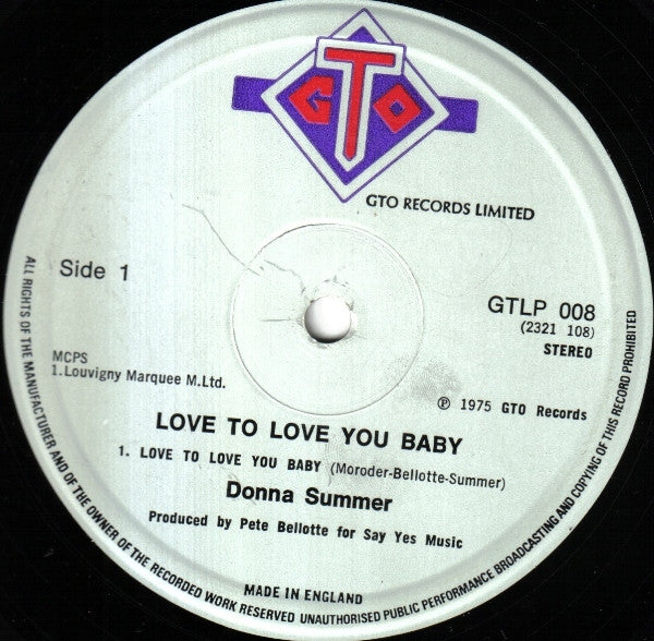 Donna Summer : Love To Love You Baby (LP, Album, Pho)